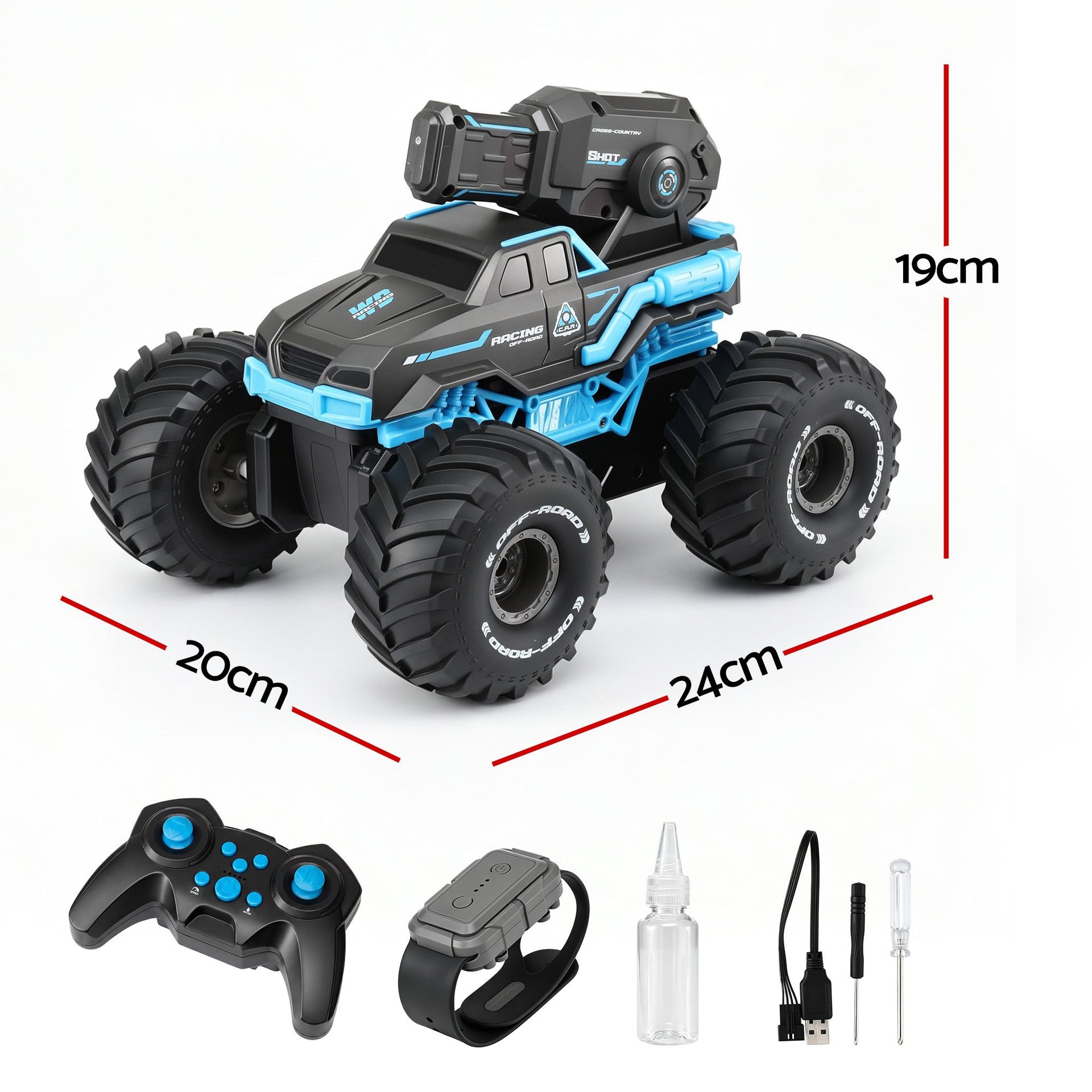 Keezi Kids Amphibious 2.4GHz Remote Control Car Boat with Water Spray Blue Awezingly
