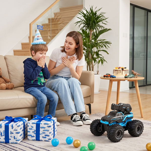 Keezi Kids Amphibious 2.4GHz Remote Control Car Boat with Water Spray Blue Awezingly