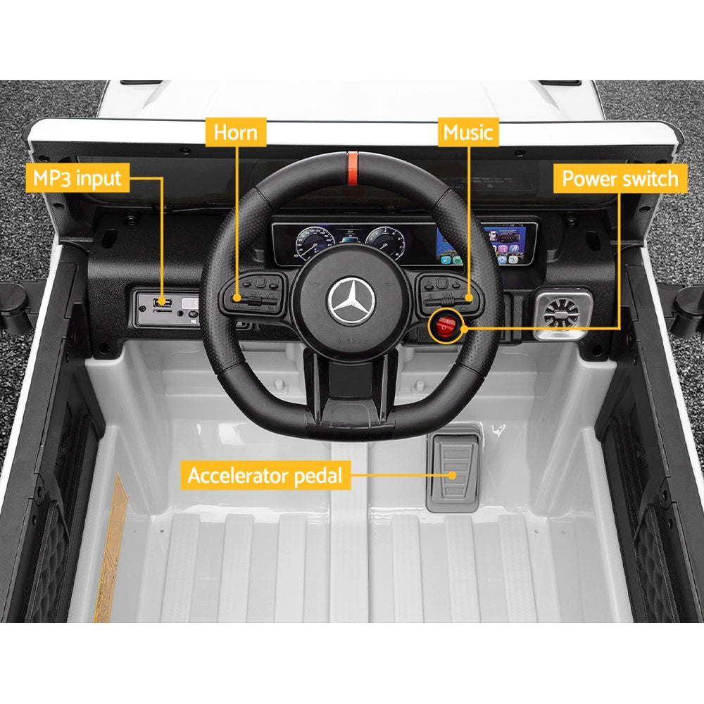 Mercedes-Benz Kids Ride On Car Electric AMG G63 Licensed Remote Cars 12V White Mercedes-Benz