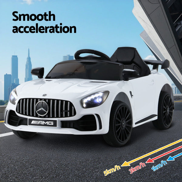 Kids Ride On Car Mercedes-Benz AMG GTR Electric Toy Cars 12V White RIGO