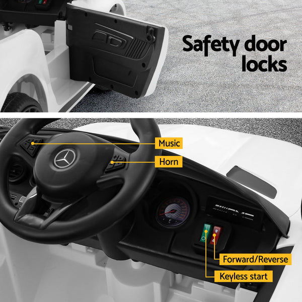 Kids Ride On Car Mercedes-Benz AMG GTR Electric Toy Cars 12V White RIGO