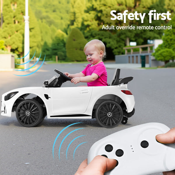 Kids Ride On Car Mercedes-Benz AMG GTR Electric Toy Cars 12V White RIGO