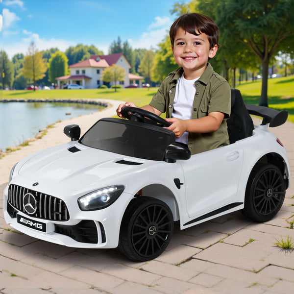 Kids Ride On Car Mercedes-Benz AMG GTR Electric Toy Cars 12V White RIGO