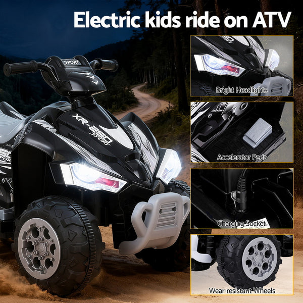 Rigo Kids Ride On Car ATV Quad Motorbike Electric Outdoor Toys 12V Black Awezingly
