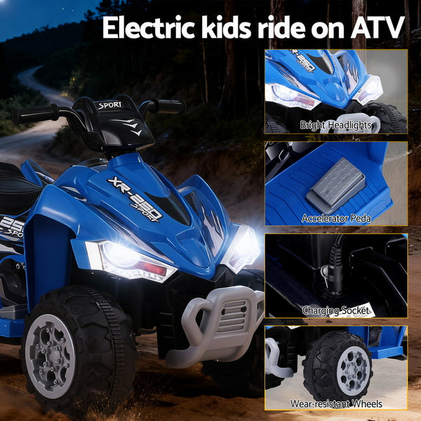 Rigo Kids Ride On Car ATV Quad Motorbike Electric Outdoor Toys 12V Blue Awezingly