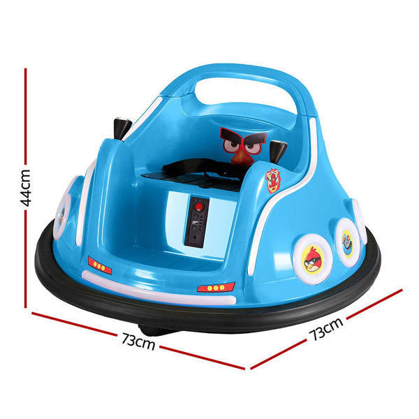 Kids Ride On Car Bumper Electric Toys Cars Light Remote Angry Birds Sticker Blue Rigo