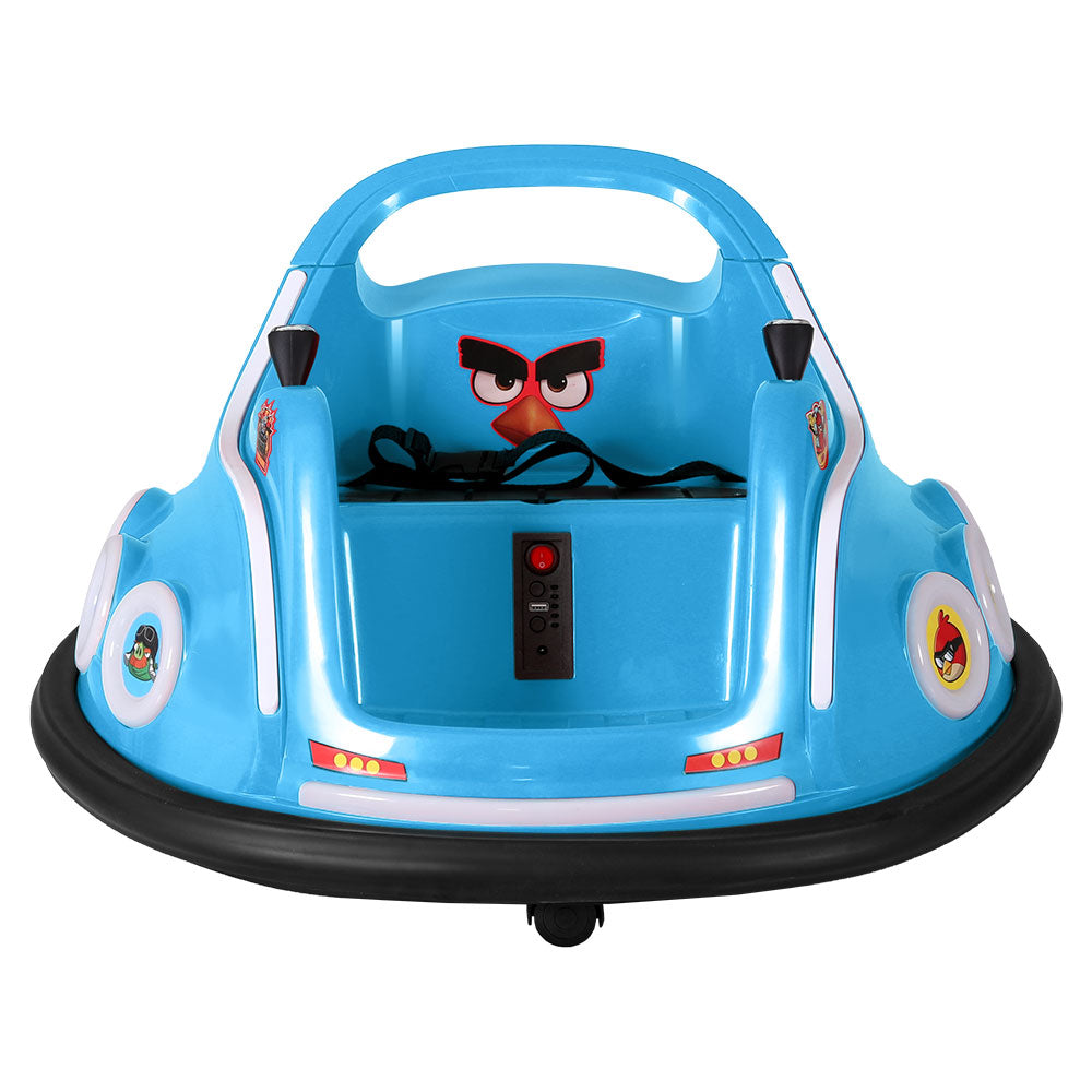 Kids Ride On Car Bumper Electric Toys Cars Light Remote Angry Birds Sticker Blue Rigo