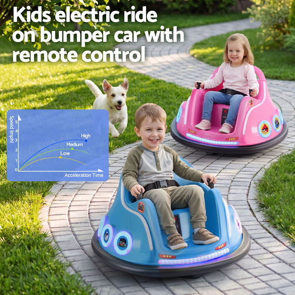 Kids Ride On Car Bumper Electric Toys Cars with Remote Control Stickers Light Blue Pink Keezi