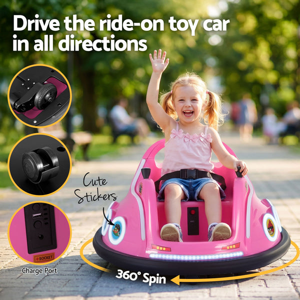 Kids Ride On Car Bumper Electric Toys Cars with Remote Control Stickers Light Blue Pink Keezi
