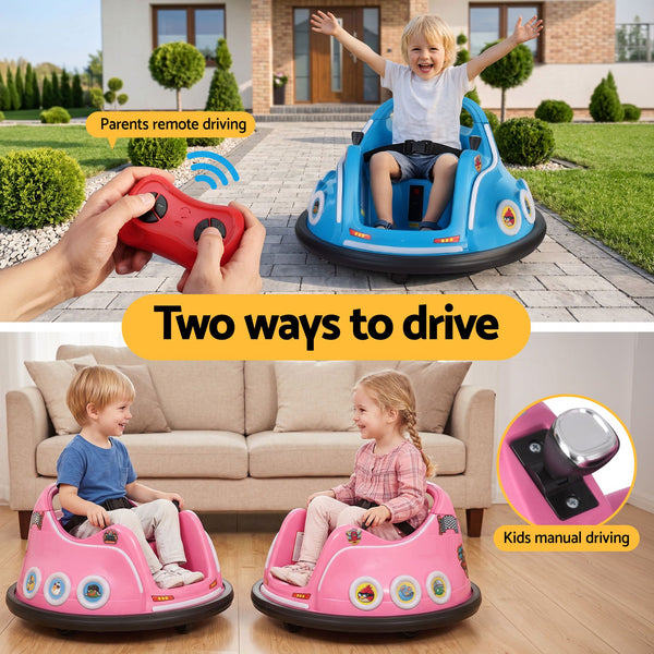 Kids Ride On Car Bumper Electric Toys Cars with Remote Control Stickers Light Blue Pink Keezi