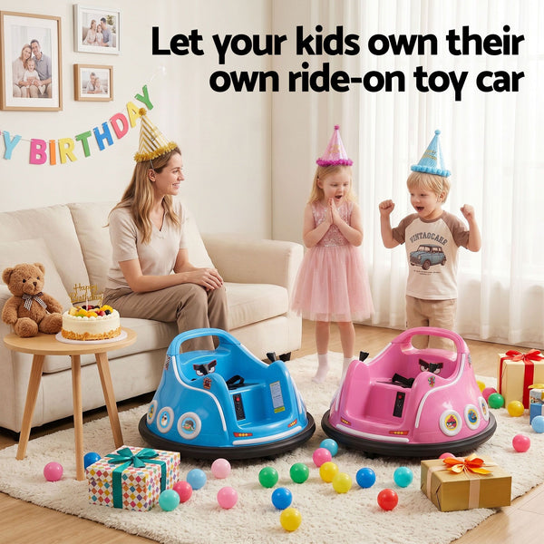 Kids Ride On Car Bumper Electric Toys Cars with Remote Control Stickers Light Blue Pink Keezi