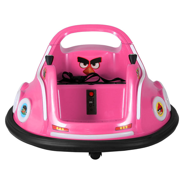 Kids Ride On Car Bumper Electric Toys Cars Light Remote Angry Birds Sticker Pink Rigo