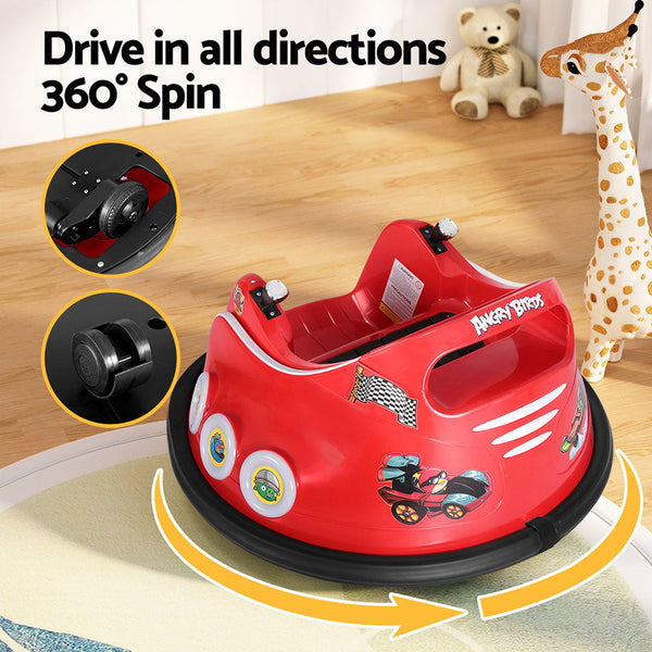 Kids Ride On Car Bumper Electric Toys Cars Light Remote Angry Birds Stickers Red Rigo