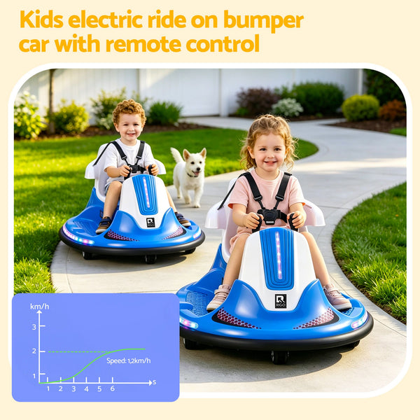 Rigo Ride on Cars Kids Bumper 12V Ride on Toy Toddler Remote Control Blue Awezingly