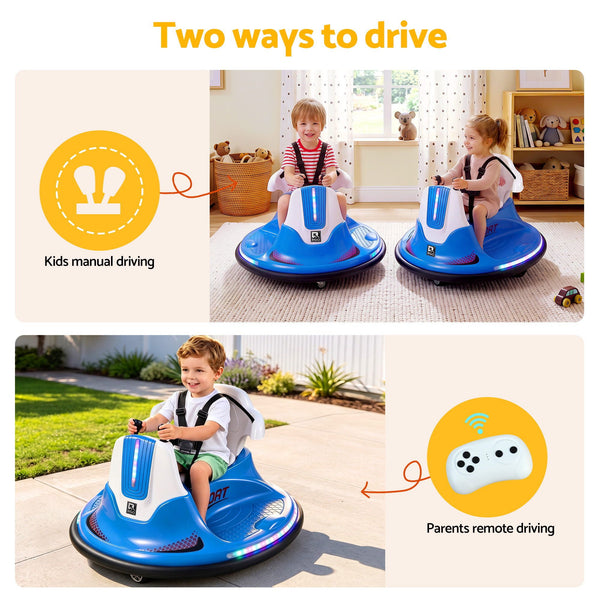 Rigo Ride on Cars Kids Bumper 12V Ride on Toy Toddler Remote Control Blue Awezingly