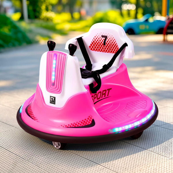 Rigo Ride on Cars Kids Bumper 12V Ride on Toy Toddler Remote Control Pink Awezingly