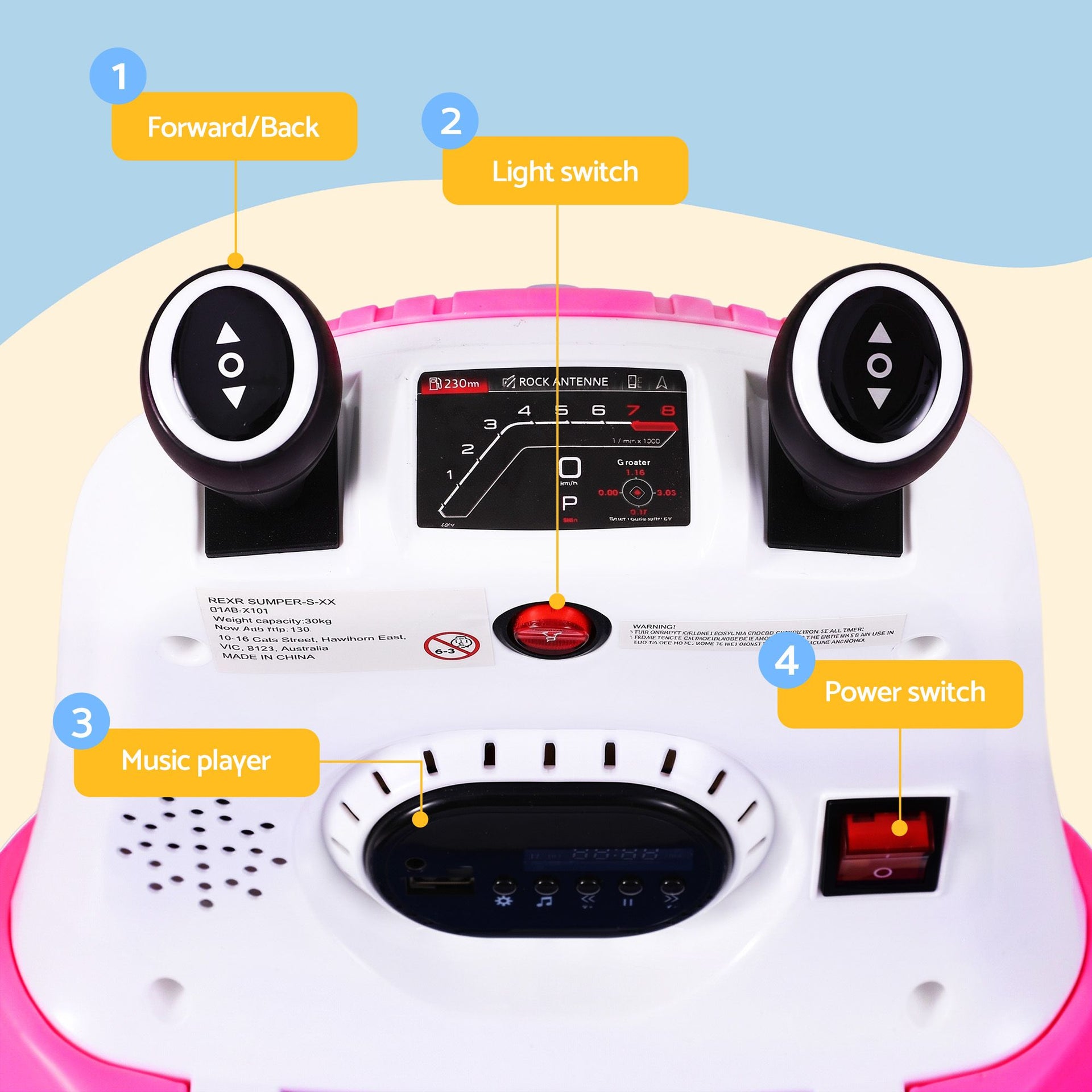 Rigo Ride on Cars Kids Bumper 12V Ride on Toy Toddler Remote Control Pink Awezingly