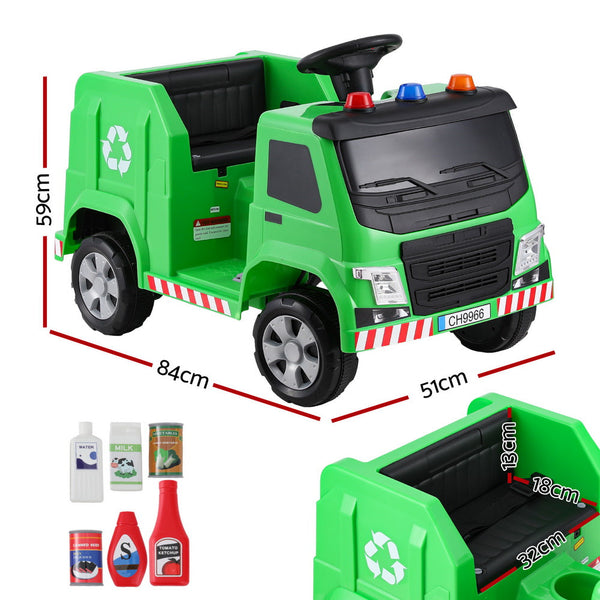 Rigo Kids Ride On Car Garbage Truck Police Light 12V Electric Toys Cars Green Does Not Apply