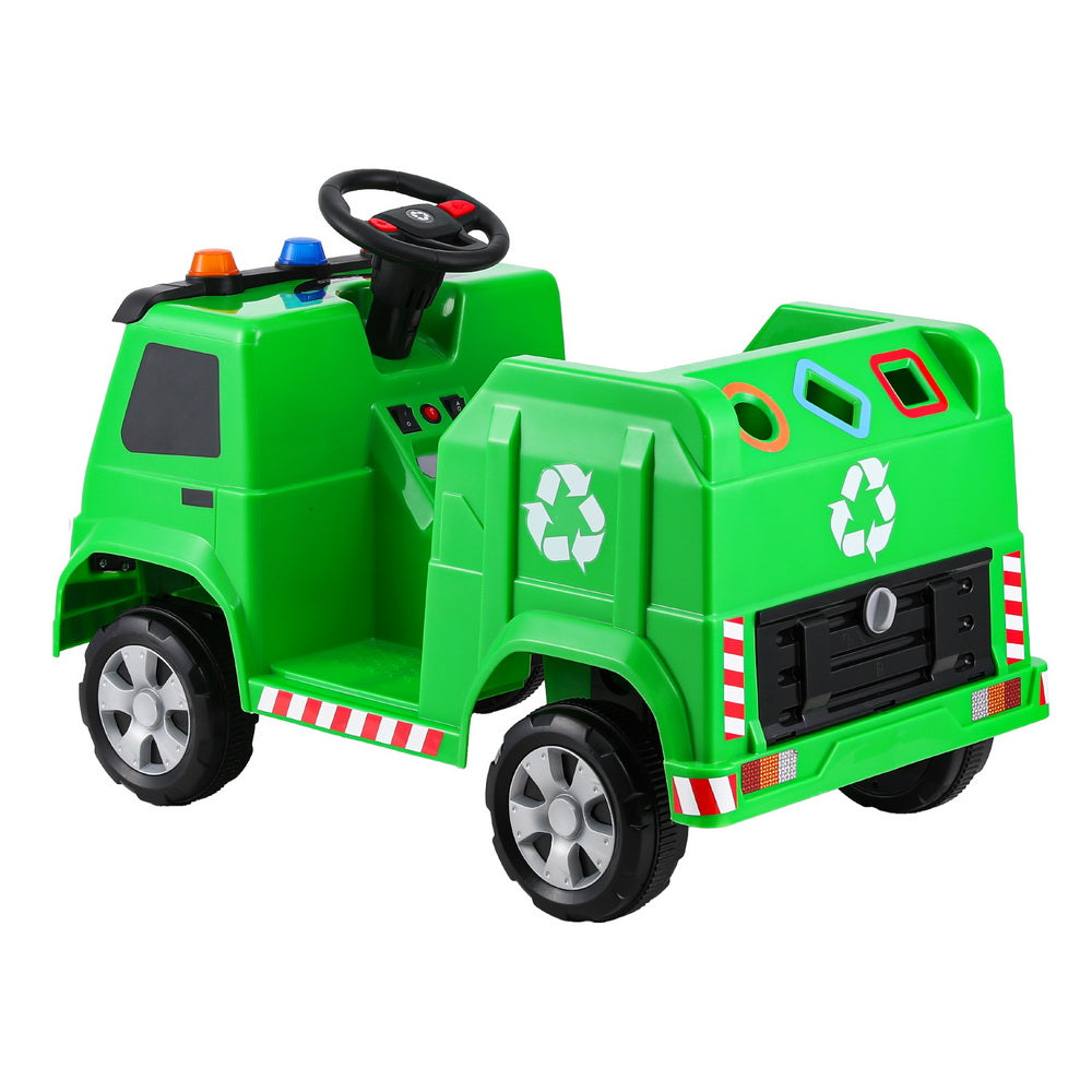 Rigo Kids Ride On Car Garbage Truck Police Light 12V Electric Toys Cars Green Does Not Apply