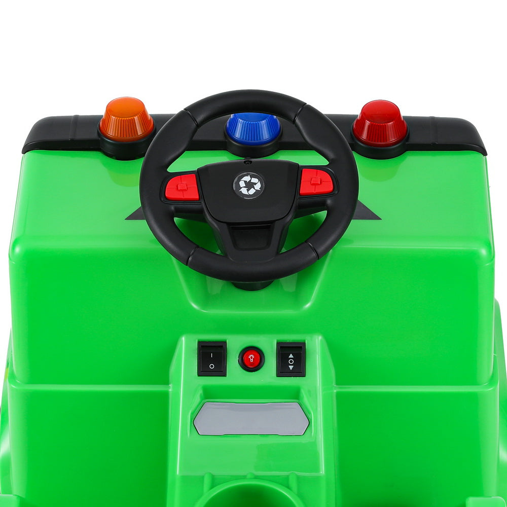 Rigo Kids Ride On Car Garbage Truck Police Light 12V Electric Toys Cars Green Does Not Apply