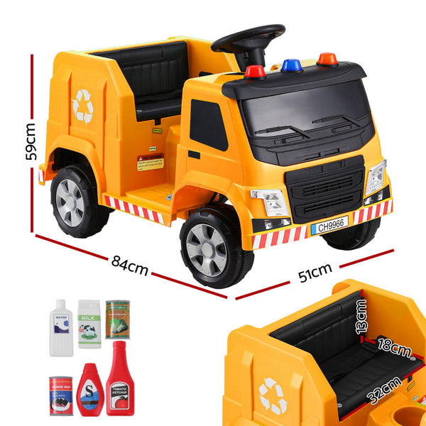 Rigo Kids Ride On Car Garbage Truck Police Light 12V Electric Toys Cars Yellow Does Not Apply