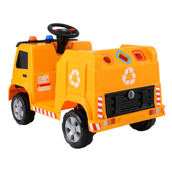 Rigo Kids Ride On Car Garbage Truck Police Light 12V Electric Toys Cars Yellow Does Not Apply