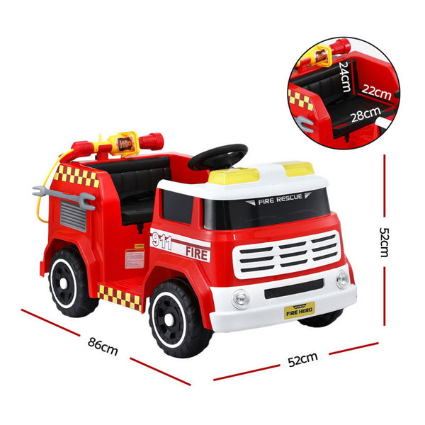 Rigo Kids Ride On Car Electric Fire Engine Fighting Truck with Water Gun Music Awezingly