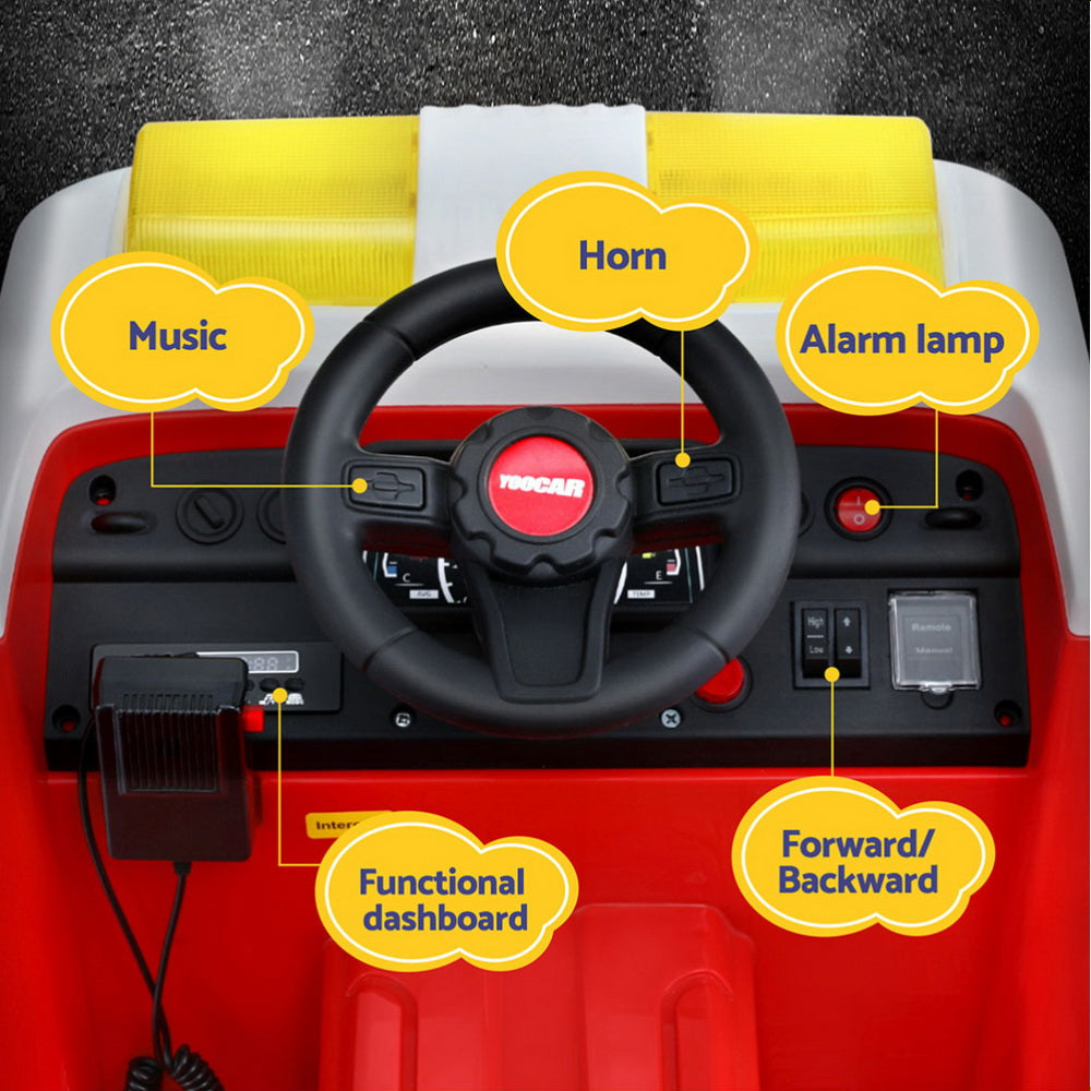 Rigo Kids Ride On Car Electric Fire Engine Fighting Truck with Water Gun Music Awezingly