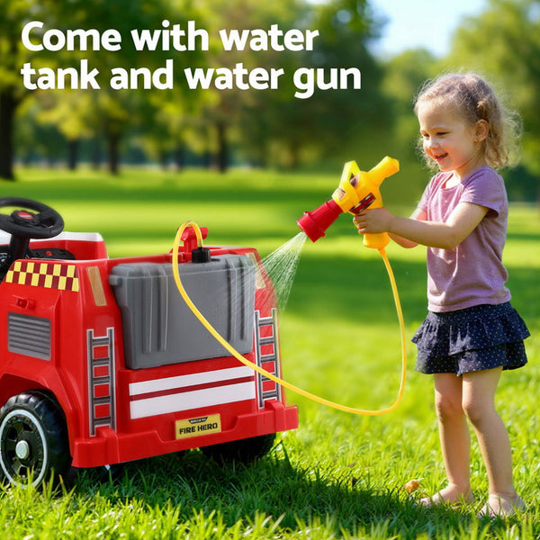 Rigo Kids Ride On Car Electric Fire Engine Fighting Truck with Water Gun Music Awezingly