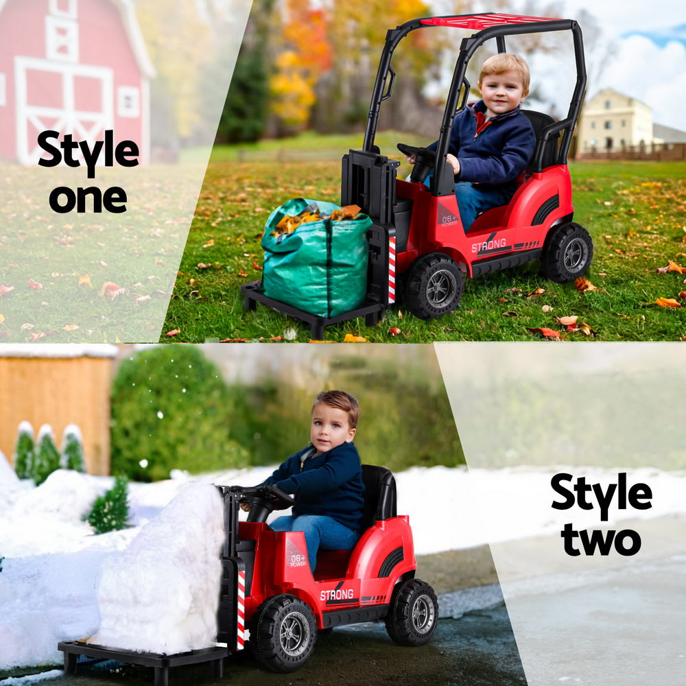 Rigo Kids Electric Ride On Car Forklift Loader Toys Cars Horn Remote 12V Red Rigo