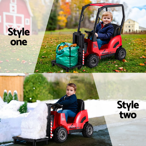 Rigo Kids Electric Ride On Car Forklift Loader Toys Cars Horn Remote 12V Red Rigo