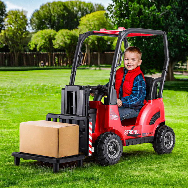Rigo Kids Electric Ride On Car Forklift Loader Toys Cars Horn Remote 12V Red Rigo