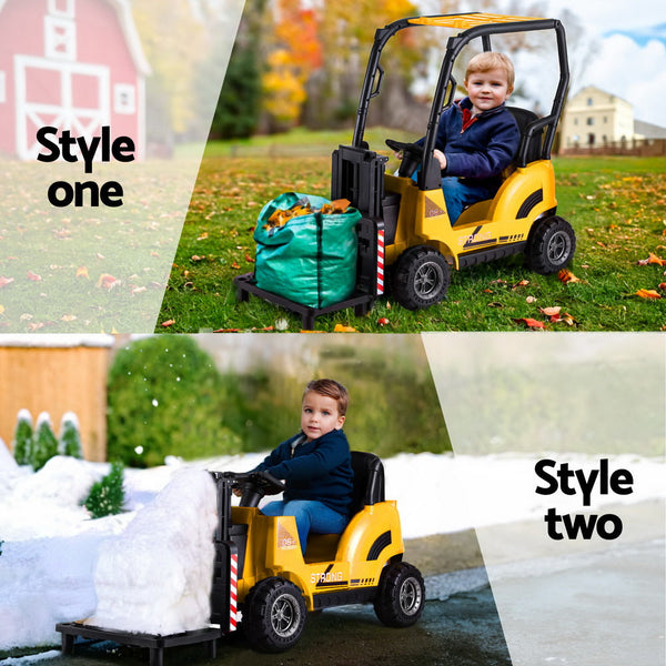 Rigo Kids Electric Ride On Car Forklift Loader Toys Cars Horn Remote 12V Yellow Rigo