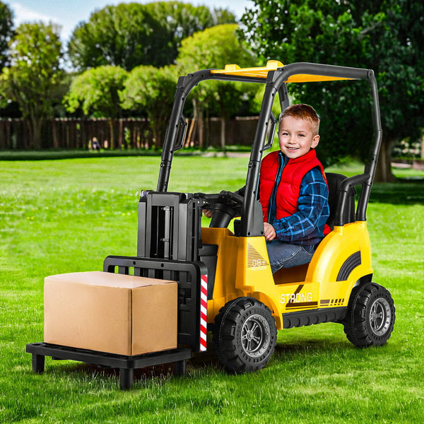 Rigo Kids Electric Ride On Car Forklift Loader Toys Cars Horn Remote 12V Yellow Rigo