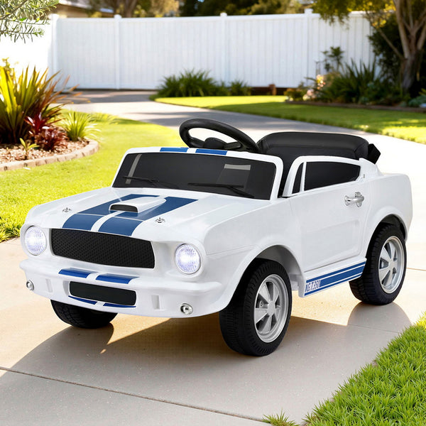 Kids Electric Ride On Car Licensed GT350 Outdoor Toys Cars Music Remote White Awezingly