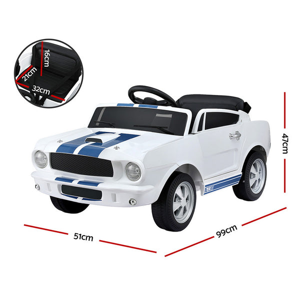 Kids Electric Ride On Car Licensed GT350 Outdoor Toys Cars Music Remote White Awezingly