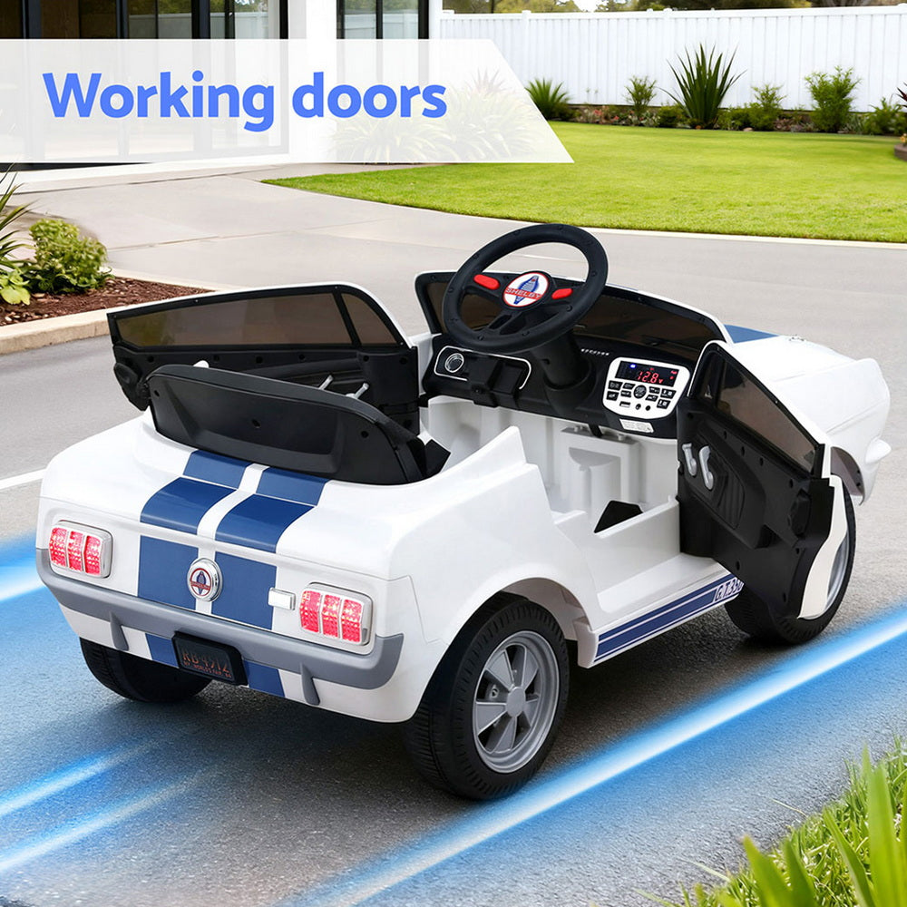 Kids Electric Ride On Car Licensed GT350 Outdoor Toys Cars Music Remote White Awezingly