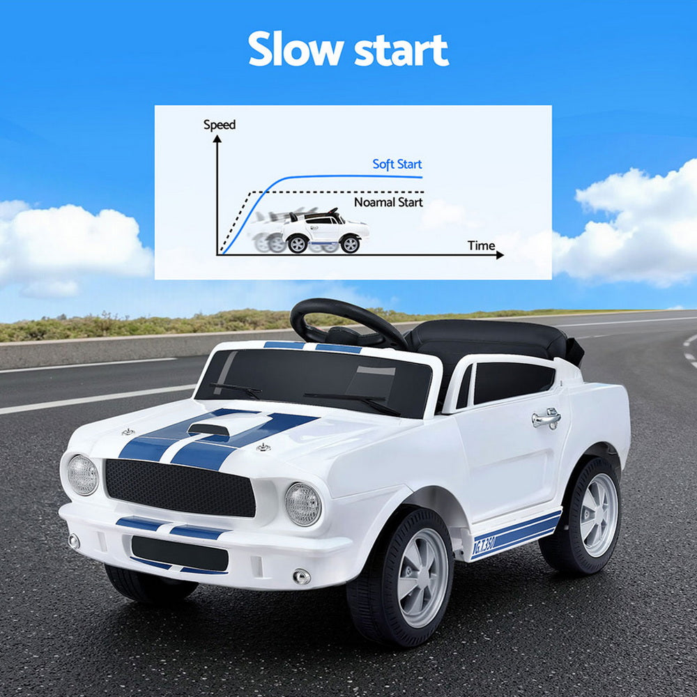 Kids Electric Ride On Car Licensed GT350 Outdoor Toys Cars Music Remote White Awezingly