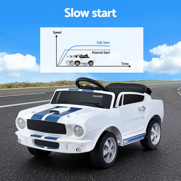 Kids Electric Ride On Car Licensed GT350 Outdoor Toys Cars Music Remote White Awezingly