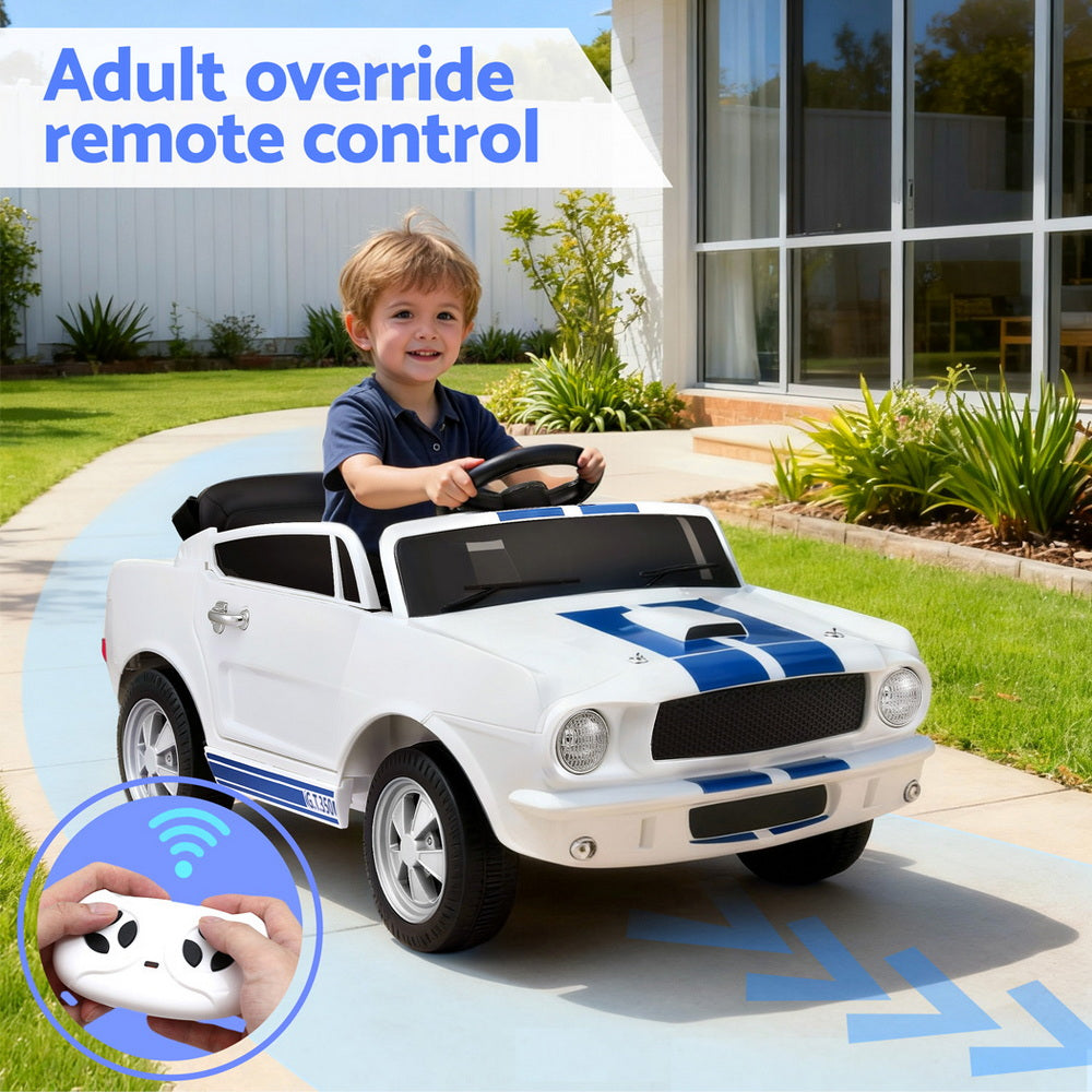 Kids Electric Ride On Car Licensed GT350 Outdoor Toys Cars Music Remote White Awezingly
