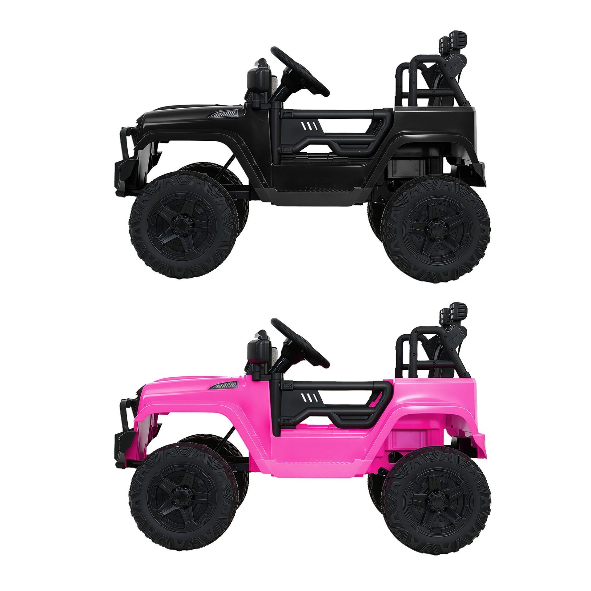 2x Rigo Electric Kids Ride On Car Black Pink Off-Road Ride-On Toy with Remote Control Horn Music Rigo