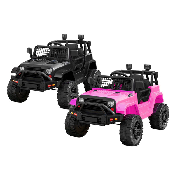 2x Rigo Electric Kids Ride On Car Black Pink Off-Road Ride-On Toy with Remote Control Horn Music Rigo