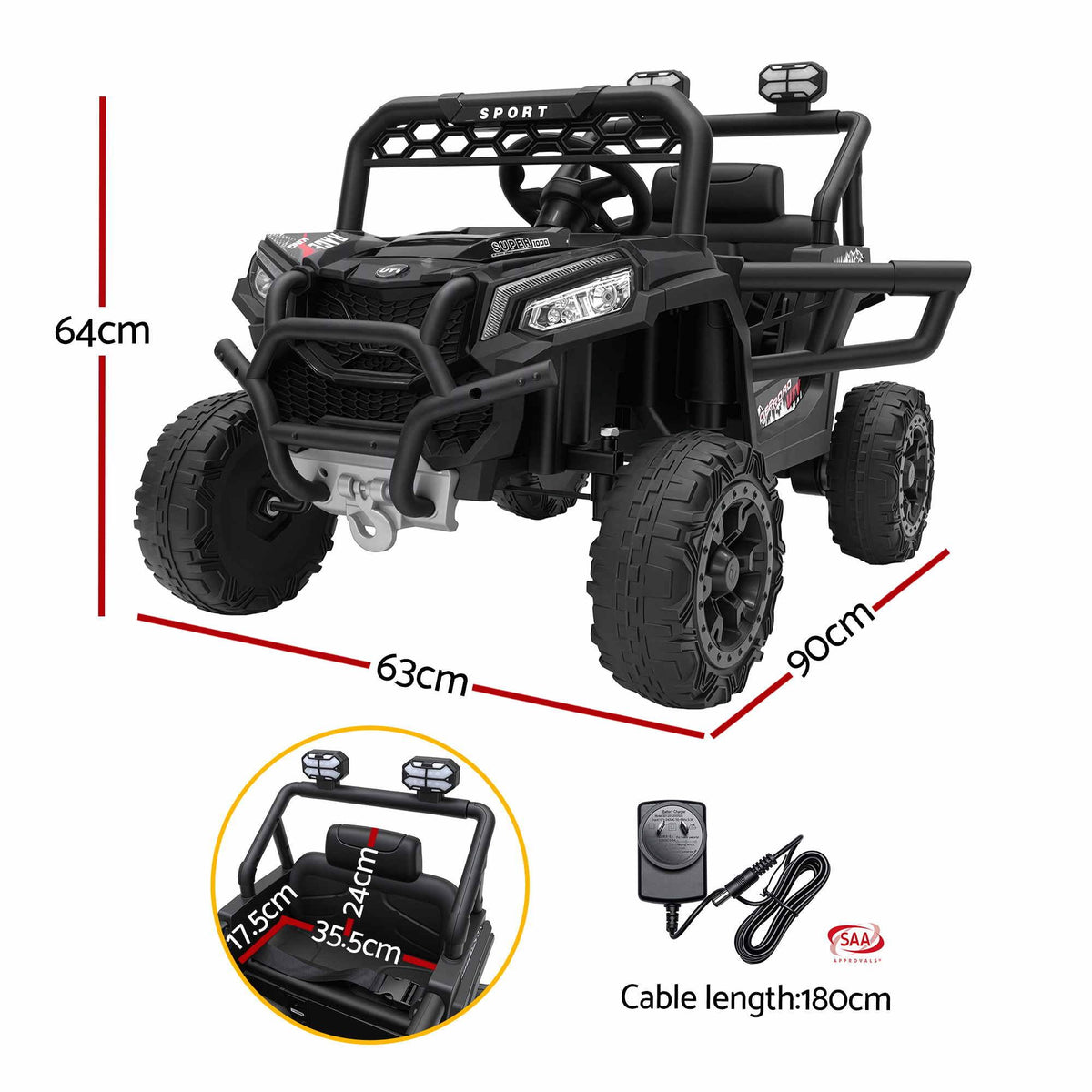 Rigo Ride On Car Kids Jeep 12V Kids Electric Car Remote Control Black Awezingly