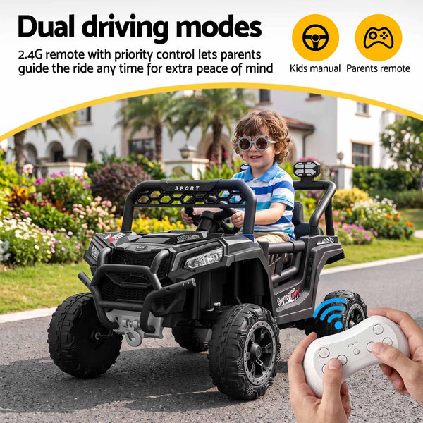 Rigo Ride On Car Kids Jeep 12V Kids Electric Car Remote Control Black Awezingly