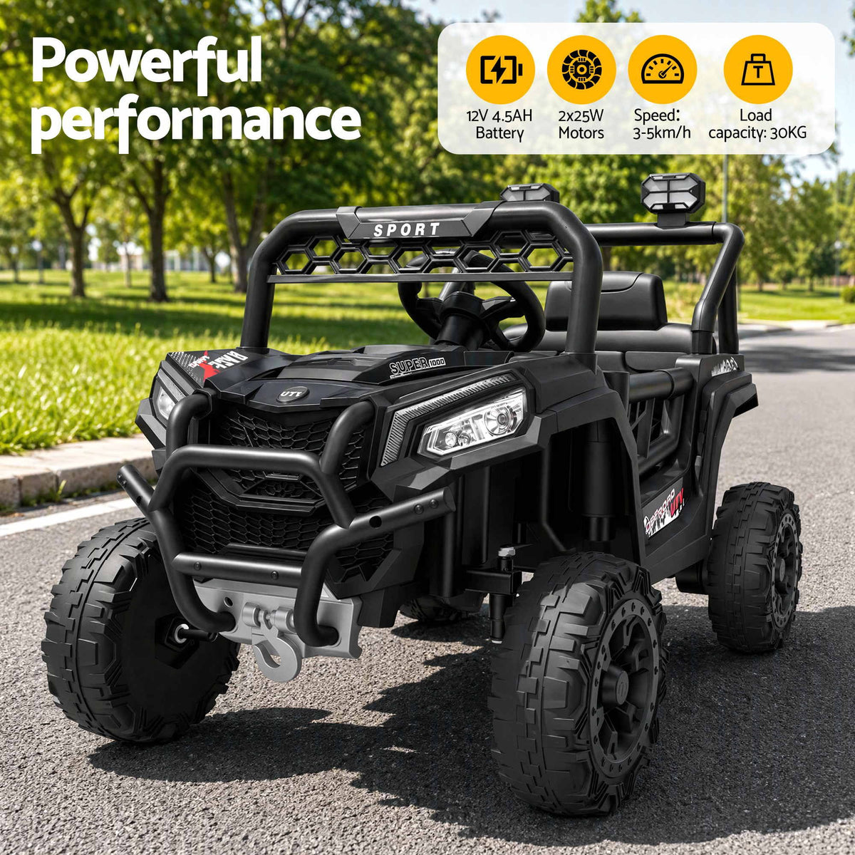 Rigo Ride On Car Kids Jeep 12V Kids Electric Car Remote Control Black Awezingly