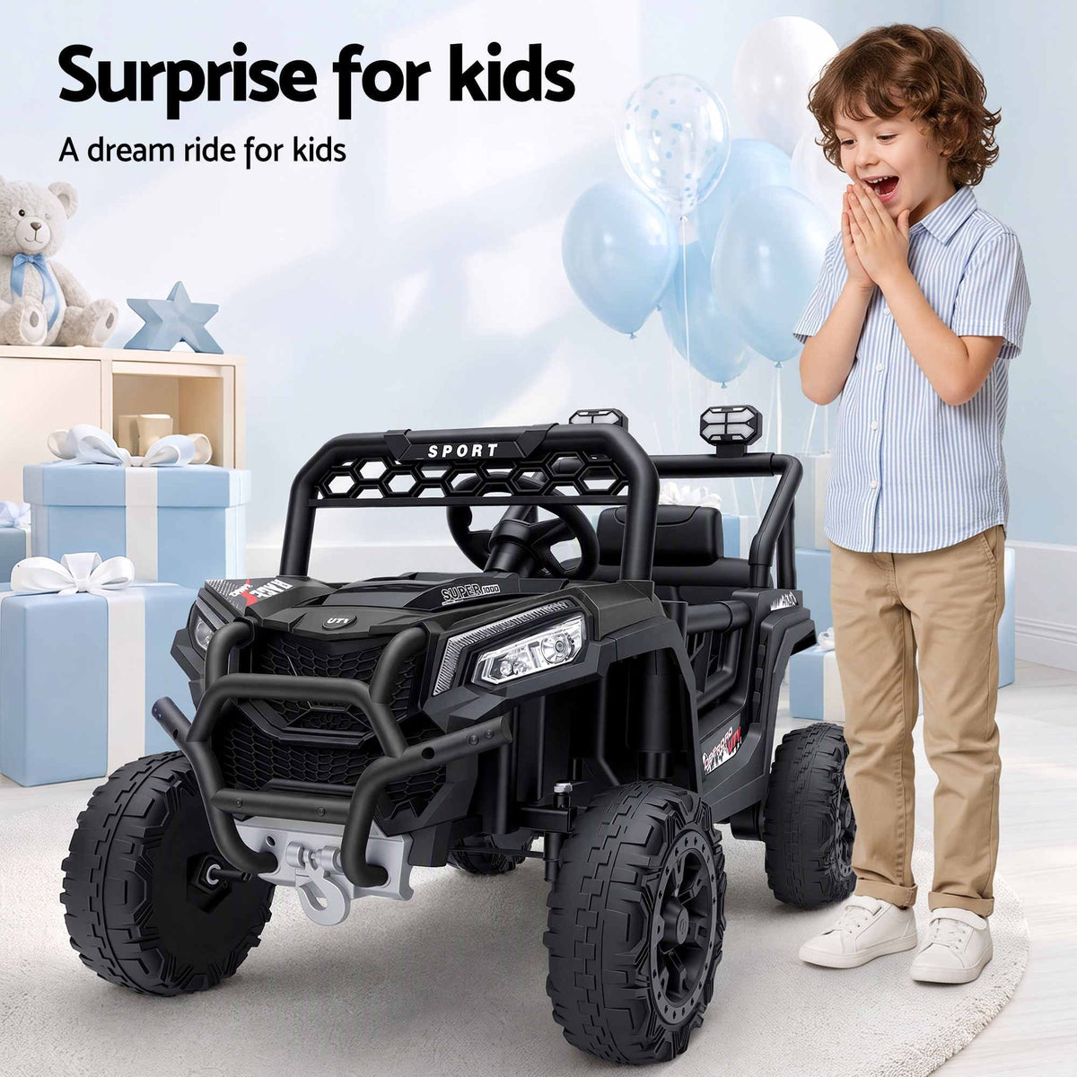 Rigo Ride On Car Kids Jeep 12V Kids Electric Car Remote Control Black Awezingly