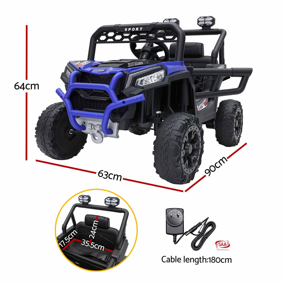 Rigo Ride On Car Kids Jeep 12V Kids Electric Car Remote Control Blue Awezingly