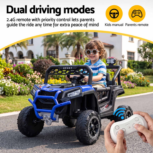 Rigo Ride On Car Kids Jeep 12V Kids Electric Car Remote Control Blue Awezingly