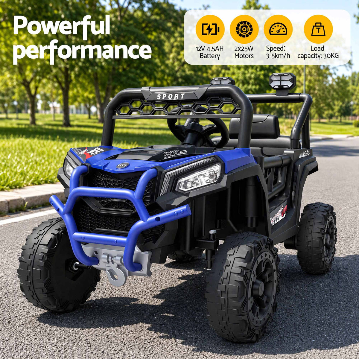 Rigo Ride On Car Kids Jeep 12V Kids Electric Car Remote Control Blue Awezingly