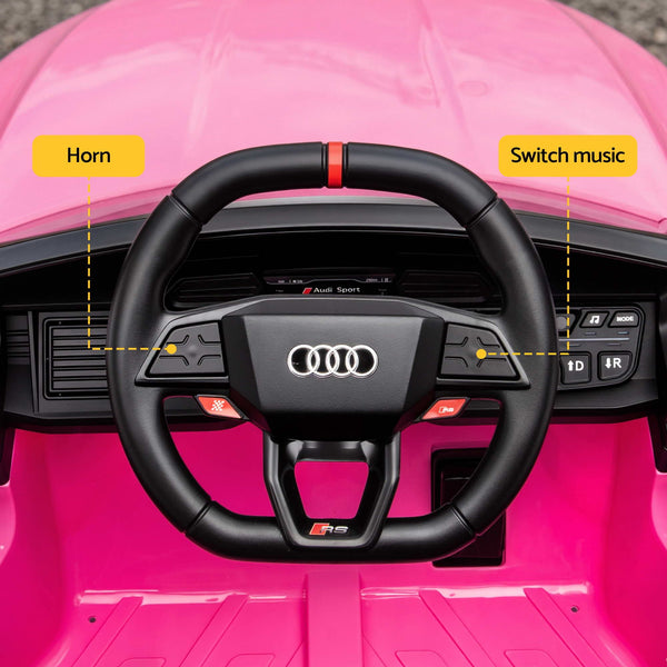 Ride On Car Licensed Audi RS3 Car for Kids 12V Remote Control Pink Awezingly
